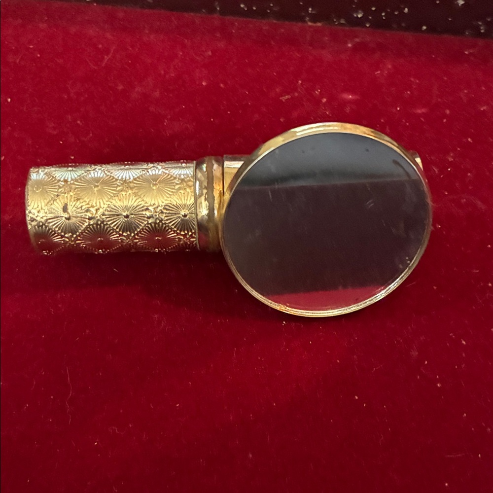 Vintage Gold Handheld Mirror with Silver Reflective Surface